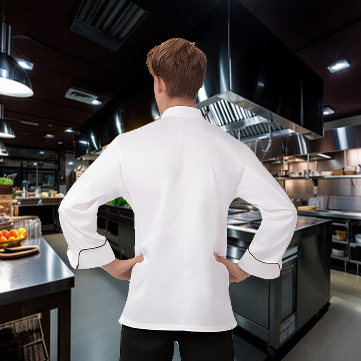 Chef Jacket Egyptian Cotton - Long Sleeve Mila Kitchen Tel:0592031234