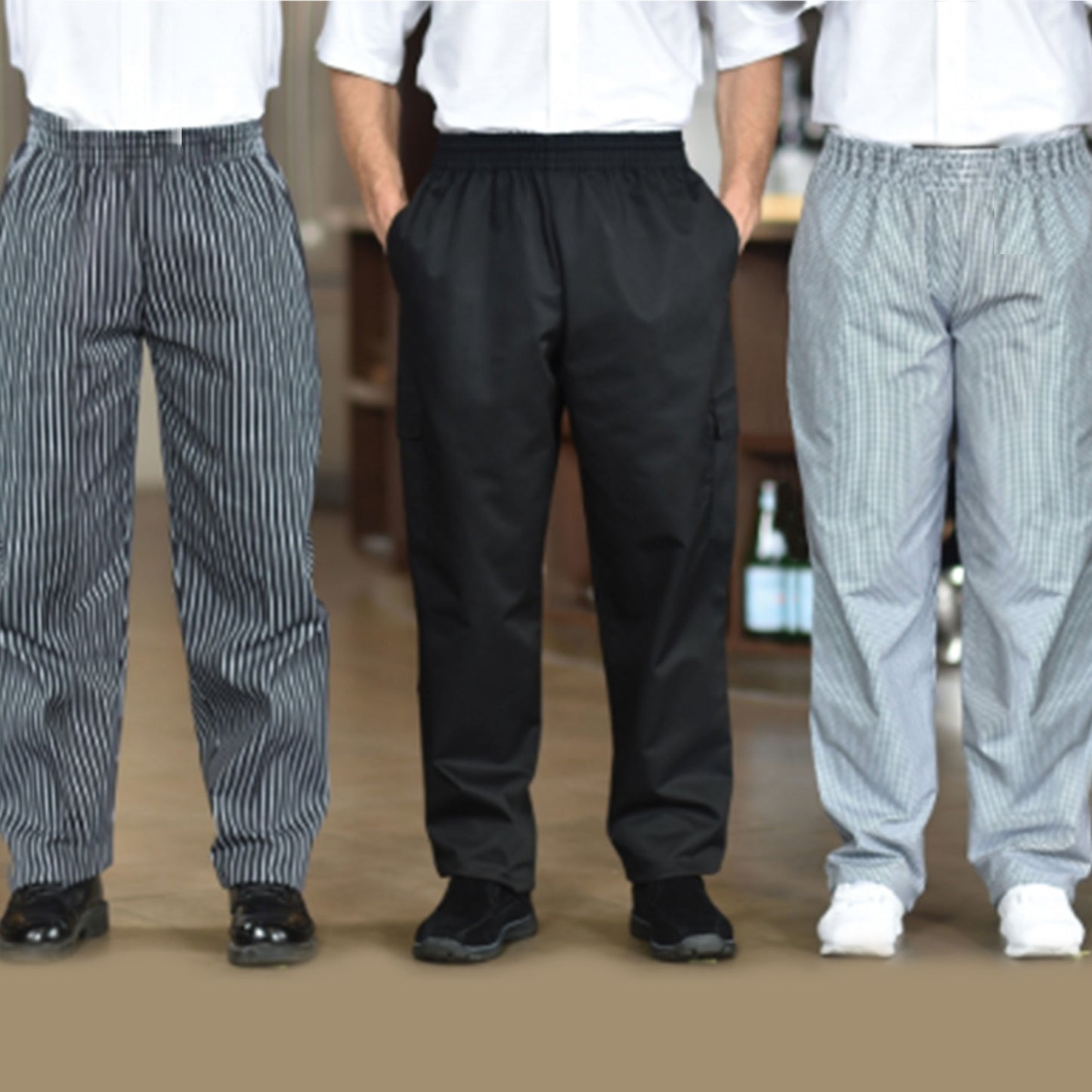 Mila Chef Trousers - Black String Elastic Mila Kitchen Ghana (www.milakitchen.com)