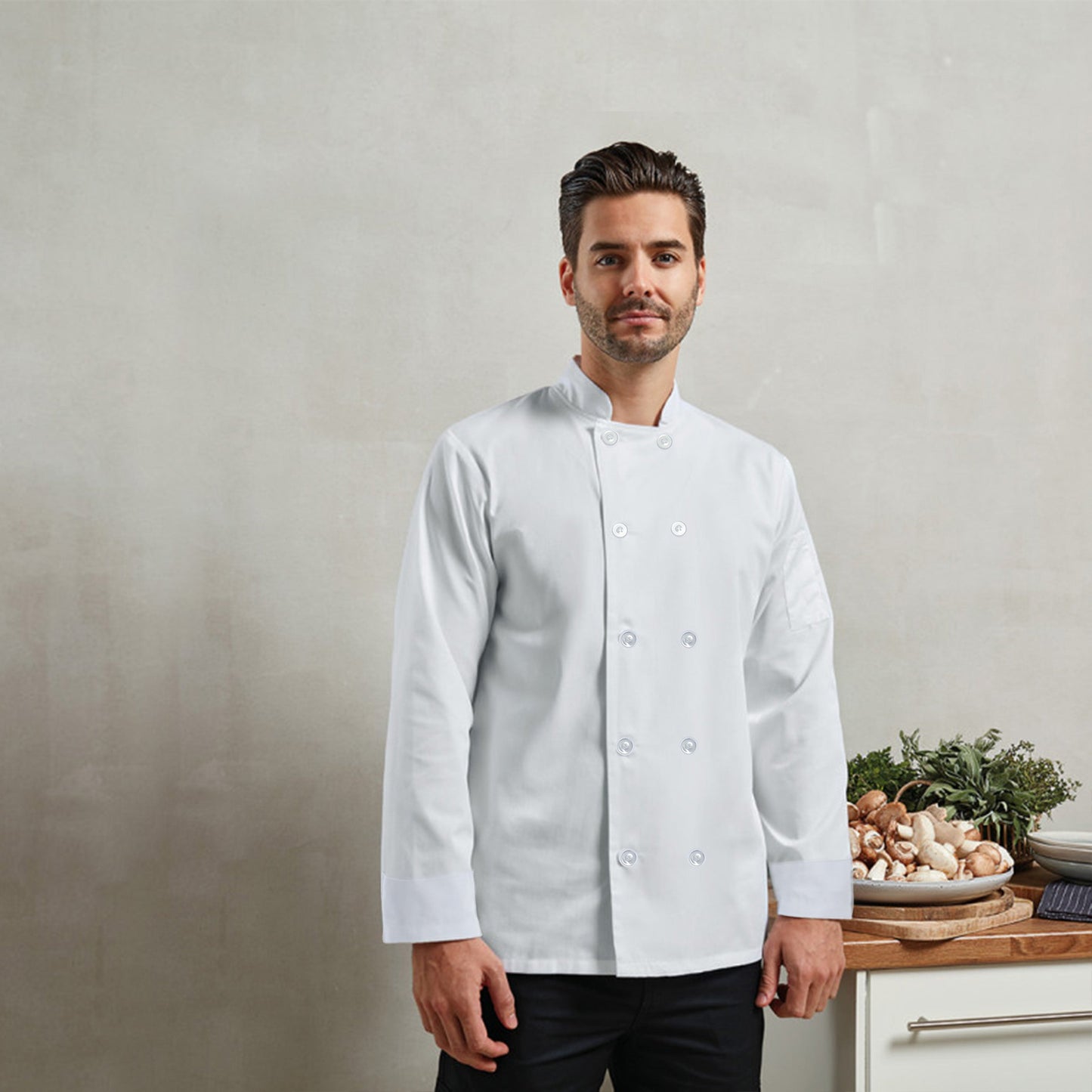 Mila Chef Jacket - Long Sleeve -White Mila Kitchen Tel:0592031234