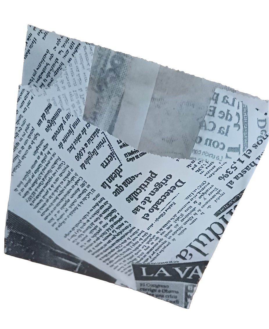 Newspaper Chips Grease Proof Bag 9+5X10cm (125pcs per pack) greaseproof paper Mila Kitchenware and Equipment Limited