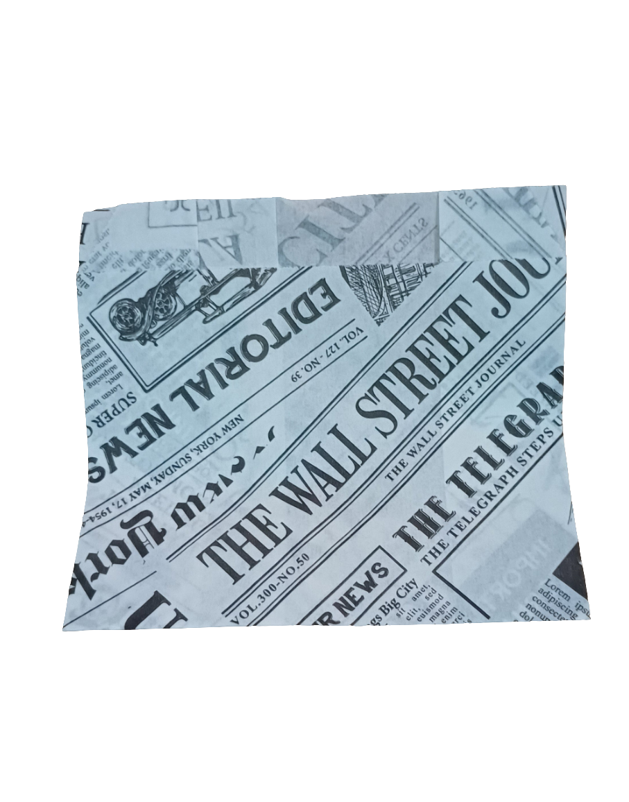 Newspaper Chips Grease Proof Bag 12+6X12cm (125pcs per pack) greaseproof paper Mila Kitchenware and Equipment Limited