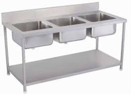180cm Stainless Steel 3 in 1 Commercial Sink with under shelf Mila Kitchen Ghana (www.milakitchen.com)