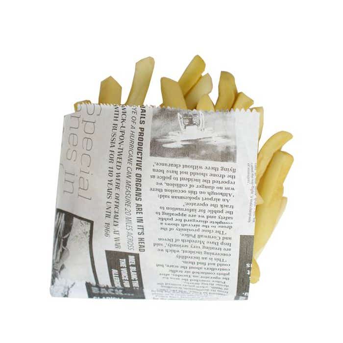 Newspaper Grease Proof Bag Open in Two Sides 17x17cm (125pcs per pack) greaseproof paper Mila Kitchenware and Equipment Limited